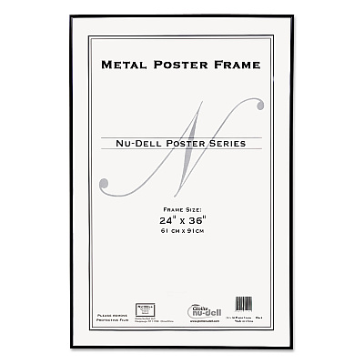 NuDell Metal Poster Frame, Plastic Face, 24 x 36, Black (NUD31242)