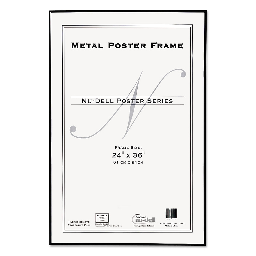 NuDell Metal Poster Frame, Plastic Face, 24 x 36, Black (NUD31242)