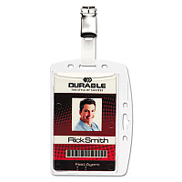 Durable ID/Security Card Holder Set, Vertical/Horizontal, Clip, Clear, 25/Pack (DBL800519)
