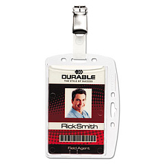 Durable ID/Security Card Holder Set, Vertical/Horizontal, Clip, Clear, 25/Pack (DBL800519)