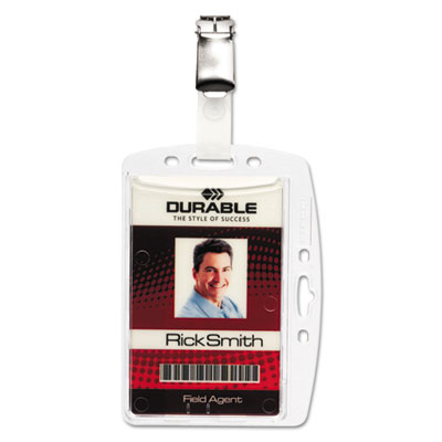 Durable ID/Security Card Holder Set, Vertical/Horizontal, Clip, Clear, 25/Pack (DBL800519)