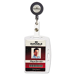 Durable ID/Security Card Holder Set, Vertical/Horizontal, Reel, Clear, 10/Pack (DBL801219)