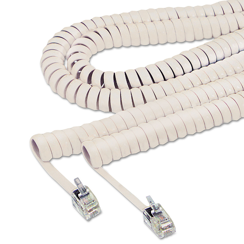 Softalk Coiled Phone Cord, Plug/Plug, 12 ft, Ivory (SOF48100)