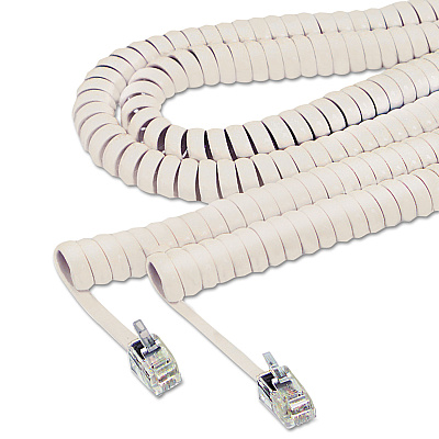 Softalk Coiled Phone Cord, Plug/Plug, 25 ft, Ivory (SOF42265)