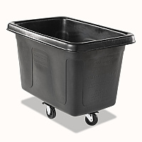 Rubbermaid Commercial Cube Truck, 59 gal, 300 lb Capacity, Plastic, Black (RCP4608BLA)