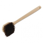 Boardwalk Utility Brush, Brown Palmyra Fiber Bristles, 5.5" Brush, 14.5" Tan Plastic Handle (4120)