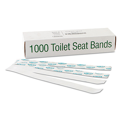 Bagcraft Sani/Shield Printed Toilet Seat Band, 16 x 1.5, Deep Blue/White, 1,000/Carton (BGC300591)