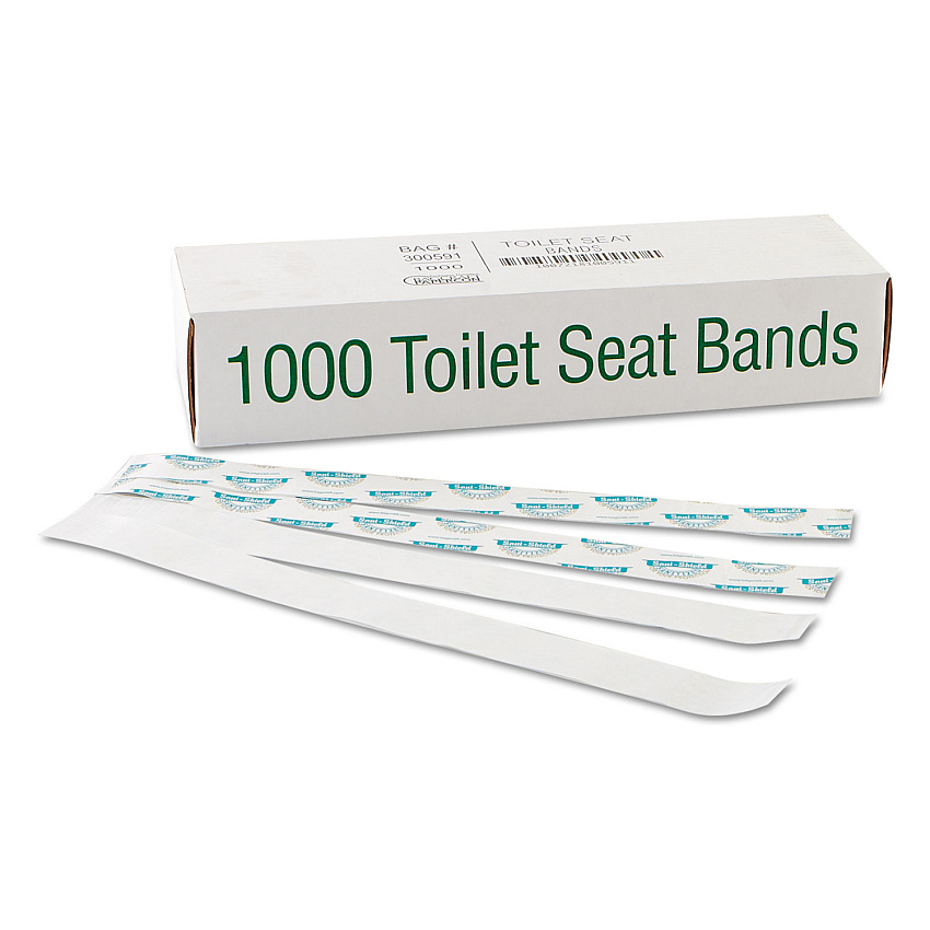 Bagcraft Sani/Shield Printed Toilet Seat Band, 16 x 1.5, Deep Blue/White, 1,000/Carton (BGC300591)