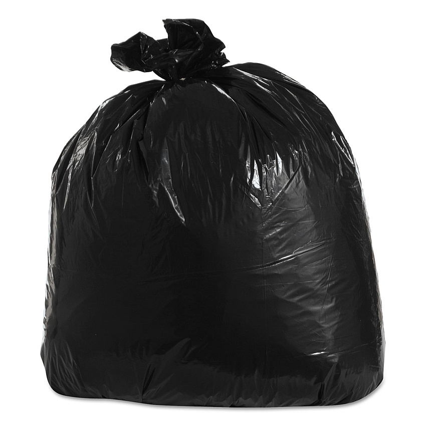 Trinity Plastics Low-Density Can Liners, 33 gal, 1.25 mil, 33" x 39", Black, Flat Pack, 100/Carton (TRNML3339H)