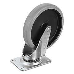 Rubbermaid Commercial Replacement Bayonet-Stem Swivel Casters, Swivel Mount Plate, 5" Soft Rubber Wheel, Black (SGSFG4501L20000)