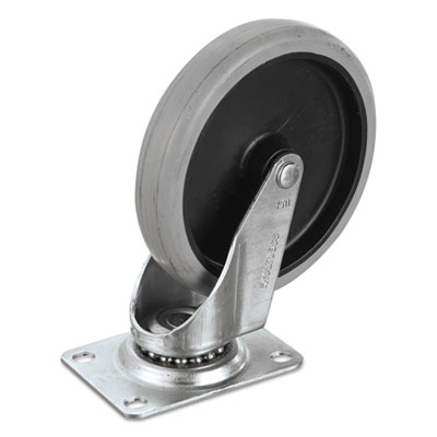Rubbermaid Commercial Replacement Bayonet-Stem Swivel Casters, Swivel Mount Plate, 5" Soft Rubber Wheel, Black (SGSFG4501L20000)