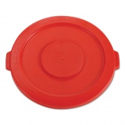 Rubbermaid Commercial Round Flat Top Lid, for 32 gal Round BRUTE Containers, 22.25" diameter, Red (2631RED)