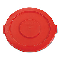 Rubbermaid Commercial BRUTE Self-Draining Flat Top Lids for 32 gal Round BRUTE Containers, 22.25" Diameter, Red (RCP2631RED)