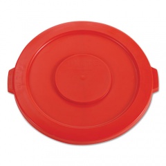 Rubbermaid Commercial Round Flat Top Lid, for 32 gal Round BRUTE Containers, 22.25" Diameter, Red (2631RED)