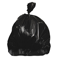 Heritage High-Density Waste Can Liners, 60 gal, 22 mic, 38" x 60", Black, 25 Bags/Roll, 6 Rolls/Carton (HERZ7660WKR01)