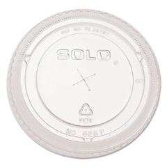 Solo PETE Flat Straw-Slot Cold Cup Lids, Fits 16 oz to 24 oz, Clear, 100/Pack (626TSPK)