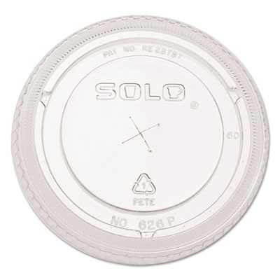 Solo PETE Flat Straw-Slot Cold Cup Lids, Fits 16 oz to 24 oz, Clear, 100/Pack (626TSPK)