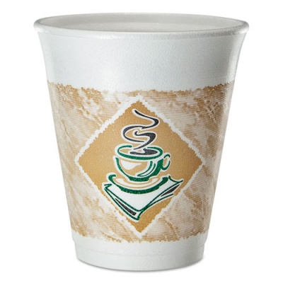 Dart Cafe G Foam Hot/Cold Cups, 8 oz, Brown/Green/White, 25/Pack (8X8GPK)