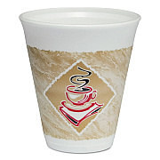 Dart Cafe G Foam Hot/Cold Cups, 12 oz, Brown/Red/White, 20/Pack (DCC12X16GPK)