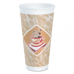 Dart Cafe G Foam Hot/Cold Cups, 20 oz, Brown/Red/White, 20/Pack (20X16GPK)
