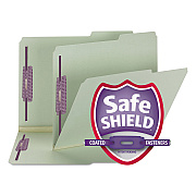 Smead Recycled Pressboard Folders, Two SafeSHIELD Coated Fasteners, 2/5-Cut: Right, 2" Expansion, Letter Size, Gray-Green, 25/Box (SMD14920)