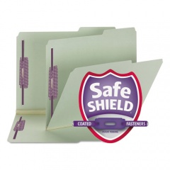 Smead Recycled Pressboard Folders, Two SafeSHIELD Coated Fasteners, 2/5-Cut: Right, 2" Expansion, Letter Size, Gray-Green, 25/Box (14920)