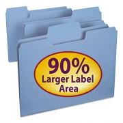 Smead SuperTab Colored File Folders, 1/3-Cut Tabs: Assorted, Letter Size, 0.75" Expansion, 11-pt Stock, Blue, 100/Box (11986)