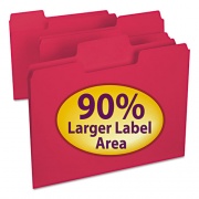 Smead SuperTab Colored File Folders, 1/3-Cut Tabs: Assorted, Letter Size, 0.75" Expansion, 11-pt Stock, Red, 100/Box (11983)