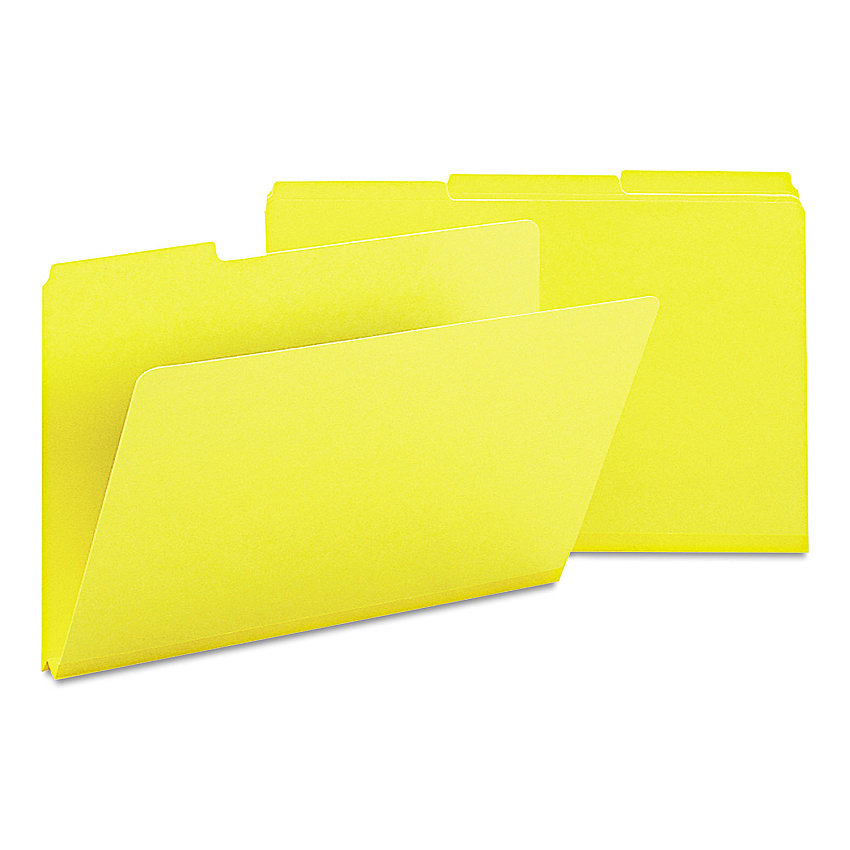 Smead Expanding Recycled Heavy Pressboard Folders, 1/3-Cut Tabs: Assorted, Legal Size, 1" Expansion, Yellow, 25/Box (SMD22562)