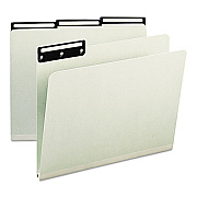 Smead Recycled Heavy Pressboard File Folders with Insertable 1/3-Cut Metal Tabs, Letter Size, 1" Expansion, Gray-Green, 25/Box (SMD13430)