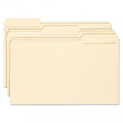 Smead Top Tab File Folders with Antimicrobial Product Protection, 1/3-Cut Tabs: Assorted, Legal, 0.75" Expansion, Manila, 100/Box (15338)