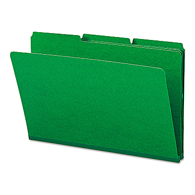 Smead Expanding Recycled Heavy Pressboard Folders, 1/3-Cut Tabs: Assorted, Legal Size, 1" Expansion, Green, 25/Box (SMD22546)