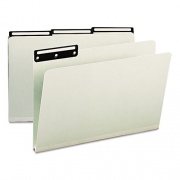 Smead Recycled Heavy Pressboard File Folders with Insertable 1/3-Cut Metal Tabs, Legal Size, 1" Expansion, Gray-Green, 25/Box (18430)