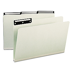 Smead Recycled Heavy Pressboard File Folders with Insertable 1/3-Cut Metal Tabs, Legal Size, 1" Expansion, Gray-Green, 25/Box (SMD18430)