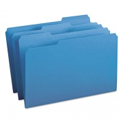 Smead Colored File Folders, 1/3-Cut Tabs: Assorted, Legal Size, 0.75" Expansion, Blue, 100/Box (17043)