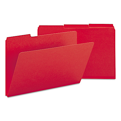 Smead Expanding Recycled Heavy Pressboard Folders, 1/3-Cut Tabs: Assorted, Legal Size, 1" Expansion, Bright Red, 25/Box (SMD22538)