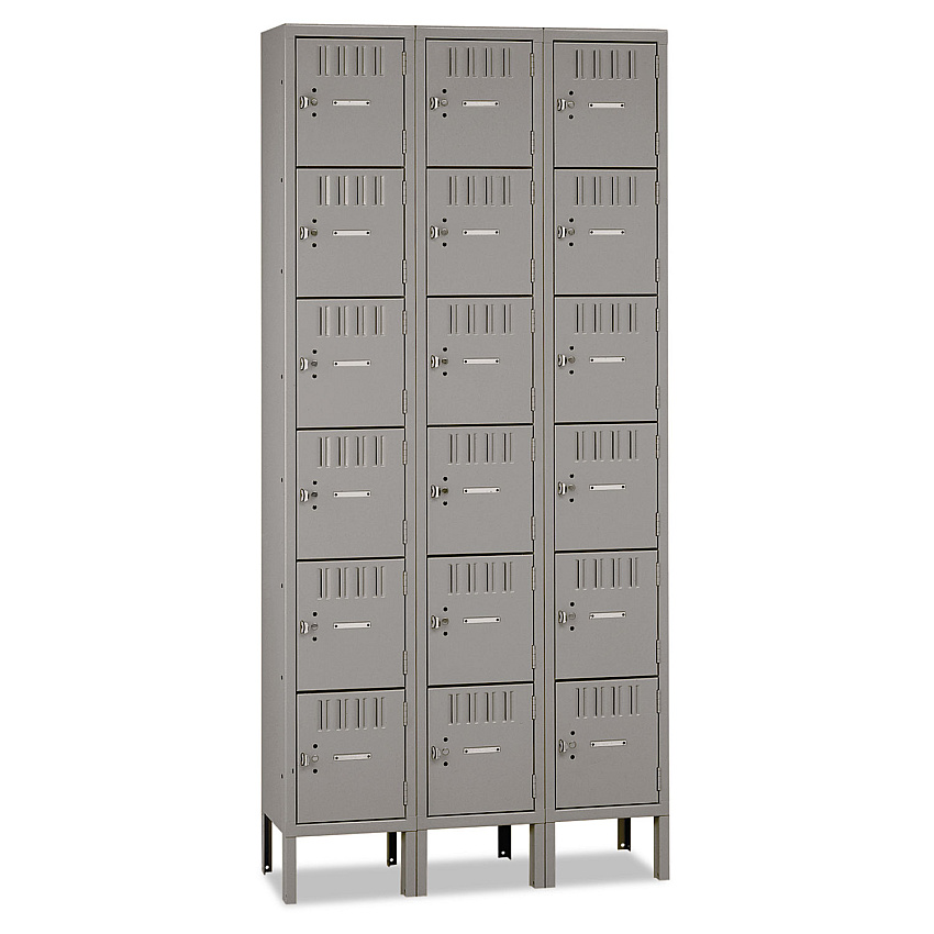 Tennsco Box Compartments with Legs, Triple Stack, 36w x 18d x 78h, Medium Gray (TNNBS61218123MG)