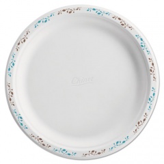 Chinet Molded Fiber Dinnerware, Plate, 10.5" dia, White, Vine Theme, 125/Pack, 4 Packs/Carton (22519)