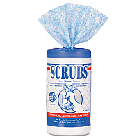 SCRUBS Hand Cleaner Towels, 1-Ply, 10 x 12, Citrus, Blue/White, 30/Canister (ITW42230)