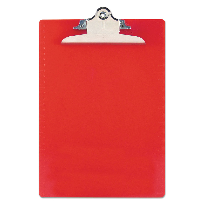 Saunders Recycled Plastic Clipboard with Ruler Edge, 1" Clip Capacity, Holds 8.5 x 11 Sheets, Red (SAU21601)