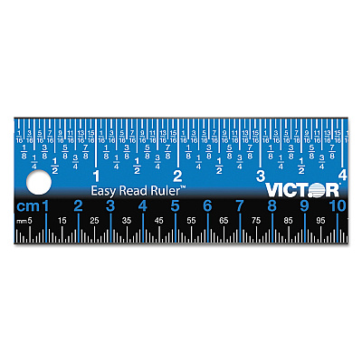Victor Easy Read Stainless Steel Ruler, Standard/Metric, 12".5 Long, Blue (VCTEZ12SBL)