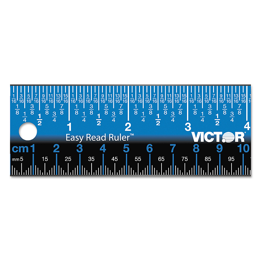 Victor Easy Read Stainless Steel Ruler, Standard/Metric, 12".5 Long, Blue (VCTEZ12SBL)