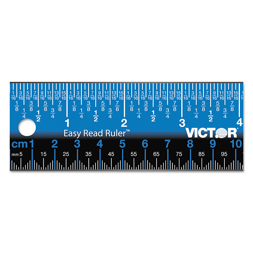 Victor Easy Read Stainless Steel Ruler, Standard/Metric, 18".25 Long, Blue (VCTEZ18SBL)