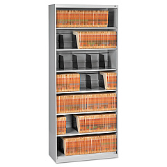 Tennsco Fixed Shelf Open-Format Lateral File for End-Tab Folders, 7 Legal/Letter File Shelves, Light Gray, 36" x 16.5" x 87" (TNNFS370LGY)