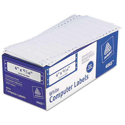 Avery Dot Matrix Printer Mailing Labels, Pin-Fed Printers, 0.94 x 4, White, 5,000/Box (AVE4065)