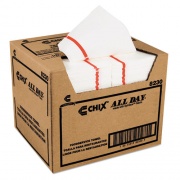 Chix Foodservice Towels, 1-Ply, 12.25 x 21, White/Red Stripe, 200/Carton (8230)