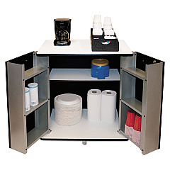 Vertiflex Refreshment Stand, Engineered Wood, 9 Shelves, 29.5" x 21" x 33", White/Black (VRT35157)