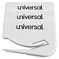 Universal Letter Slitter Hand Letter Opener with Concealed Blade, 2.5", White, 3/Pack (UNV31803)