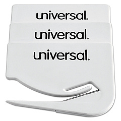 Universal Letter Slitter Hand Letter Opener with Concealed Blade, 2.5", White, 3/Pack (UNV31803)