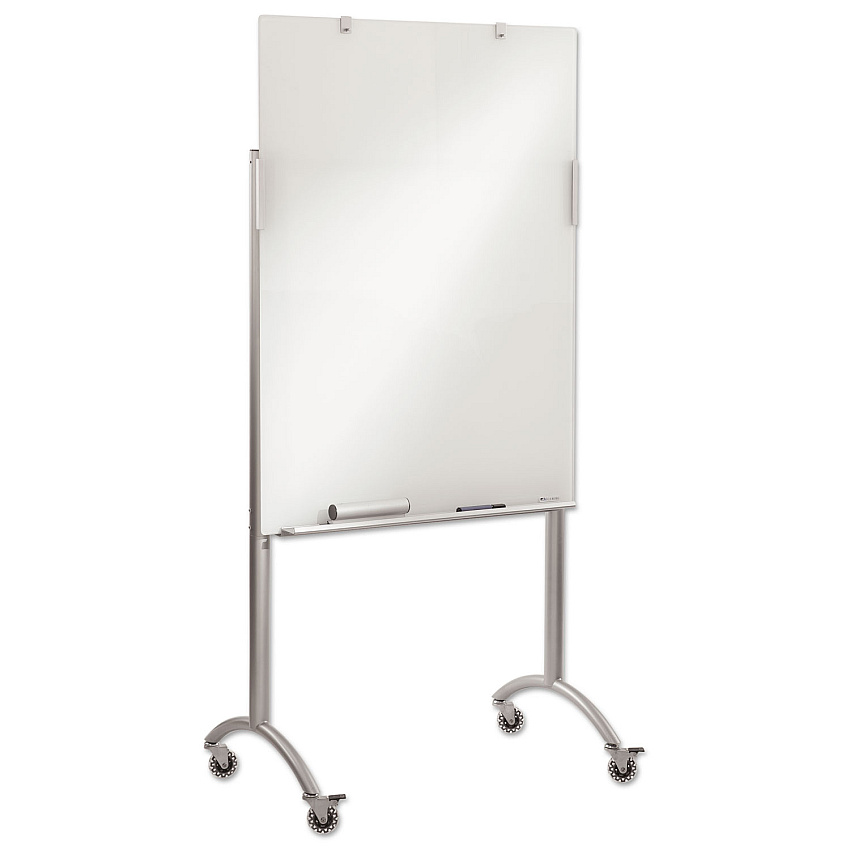 Iceberg Clarity Mobile Easel with Integrated Glass Marker Board, 36 x 48 x 72, Steel (ICE31100)
